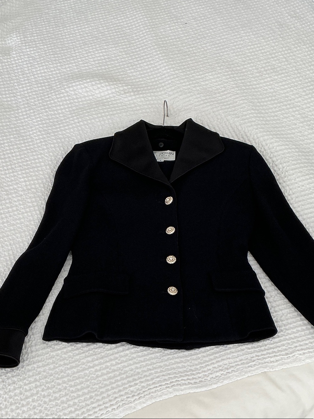 St. John evening Black Wool-Blend Button Front Jacket